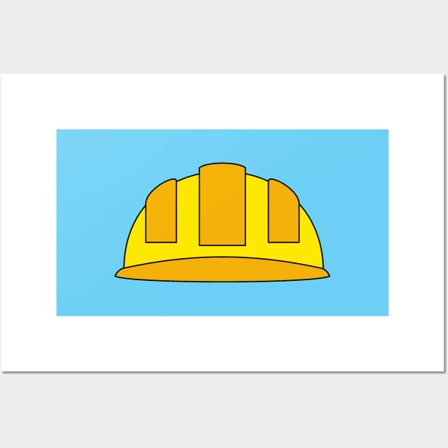 Yellow Hard Hat Cartoon Wall Art by BirdAtWork